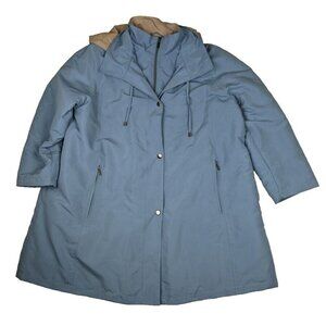 FEEL GOOD STORE - WOMEN'S BLUE & BEIGE FULL ZIP HOODED JACKET - SIZE 1X
